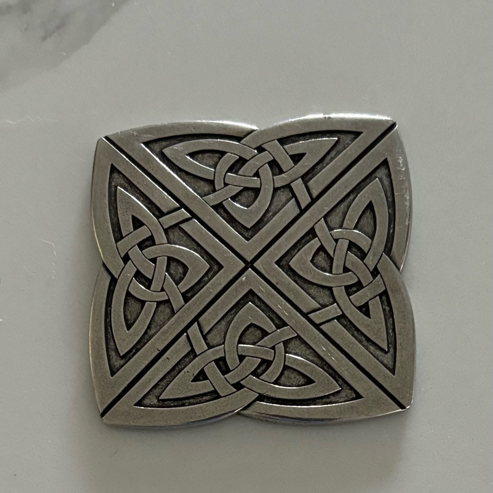 Celtic Knot Pewter Purse Mirror Gently Used size 2 inches x 2 inches